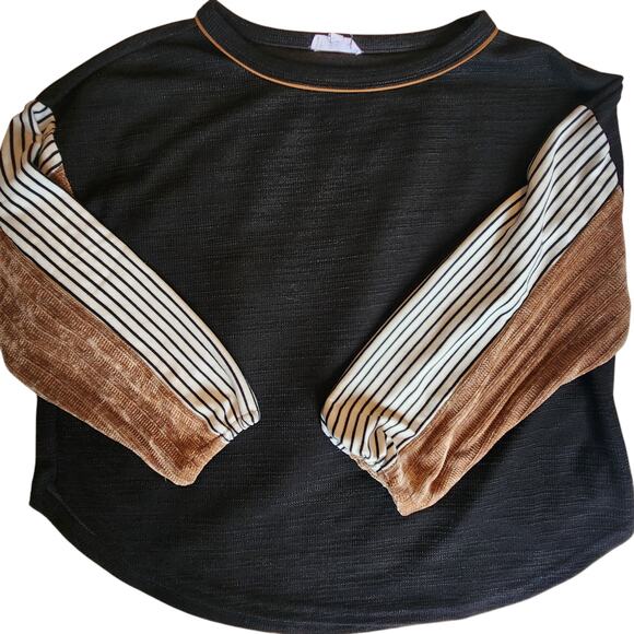 THML Multi Texture Knit Sweater, loose fit 3/4, chenille sleeves sz M - Picture 10 of 10